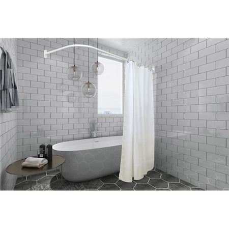 Utopia Alley Utopia Alley LR1WW Rustproof L Shaped Corner Shower Curtain Rod; White LR1WW
